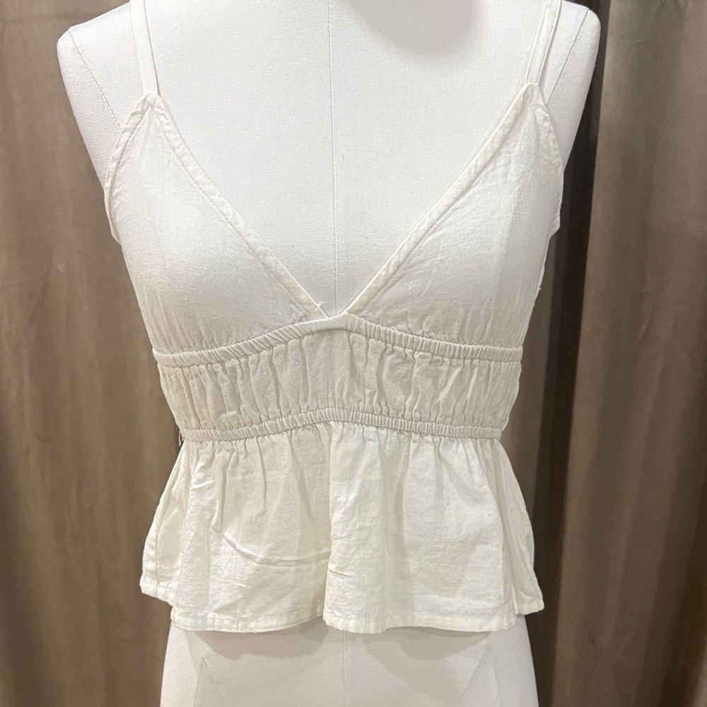 PrettyLittleThing White Ruffle Hem Top